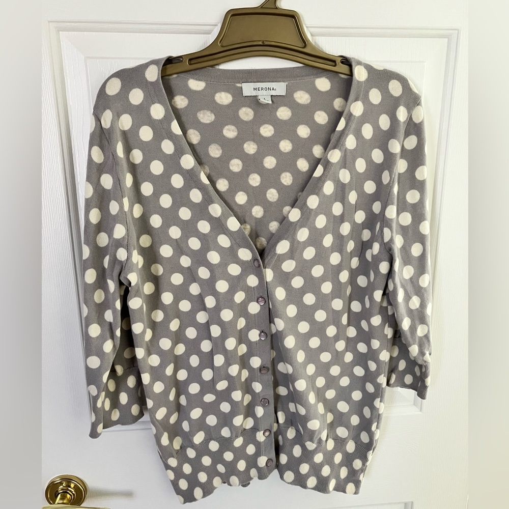 Merona Gray and White Polka Dot Sweater